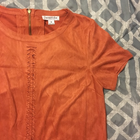 Love Riche Dresses & Skirts - NWOT Faux Suede Rust Dress with Stiching Detail